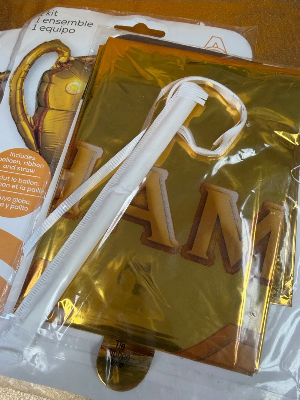 Anagram Gold Champion Trophy Foil Balloon Kit - Gold 3 trophy Mylar balloons new